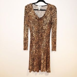 Joseph Ribkoff Leopard Print Long Sleeve Fit flare